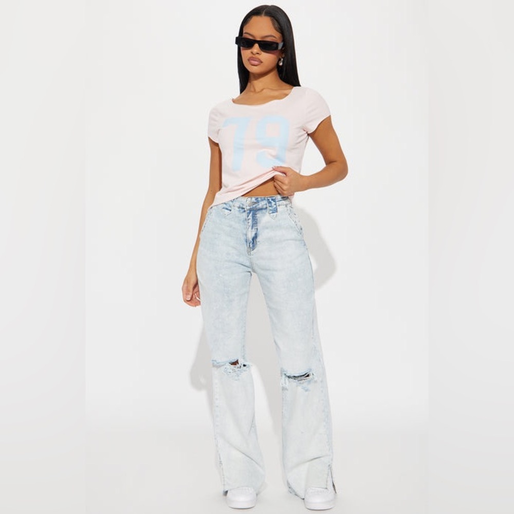 Doubling Down Ripped Flare Jeans - Light Wash